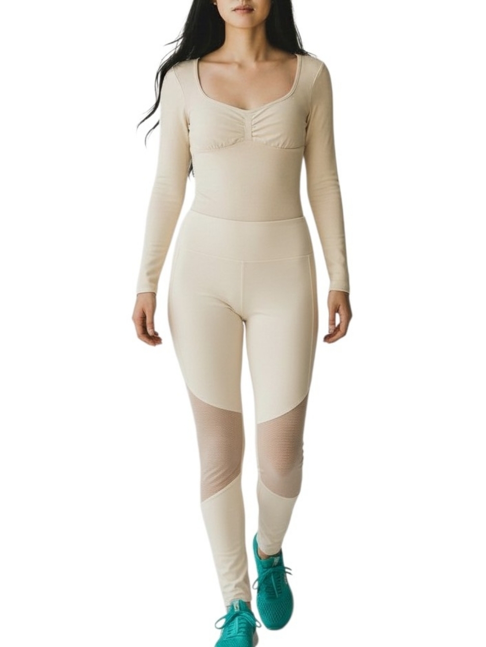 TOB Women's 2 Piece Sculpting Bodysuit 2 Piece Long Sleeve Size S Viral Tiktok